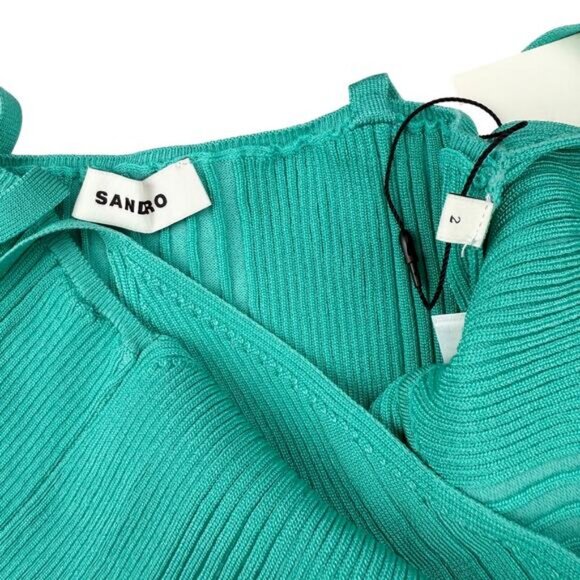 NWT SANDRO Alcudia Knit Crop Top In Verts Size 6 - Picture 9 of 11